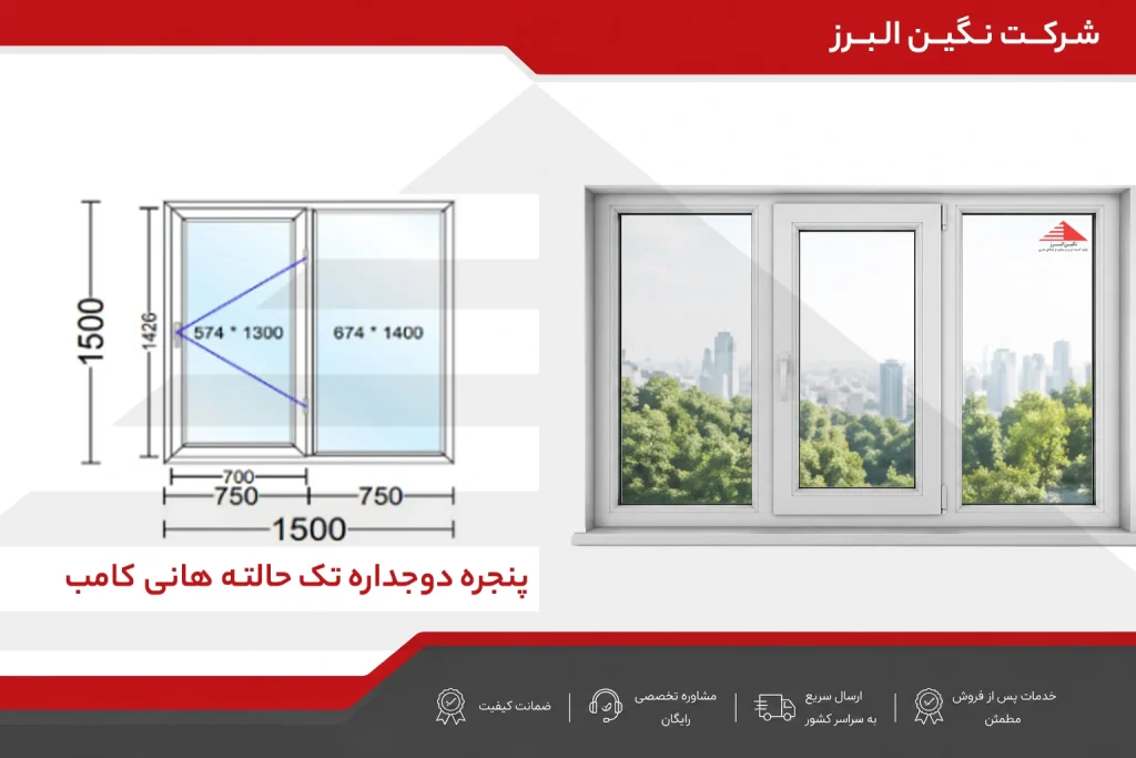 پنجره دوجداره تک حالته هانی کامب