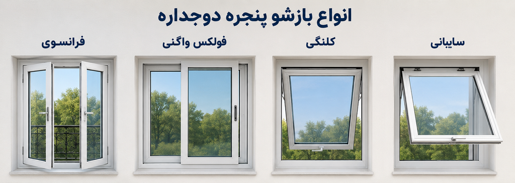انواع بازشو پنجره دوجداره